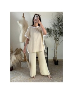 Ensemble pantalon et top Beige clair - Décontracté chic