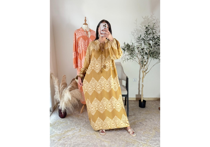 Robe longue Jaune moutarde - Bohème chic | AK Fashion Shop