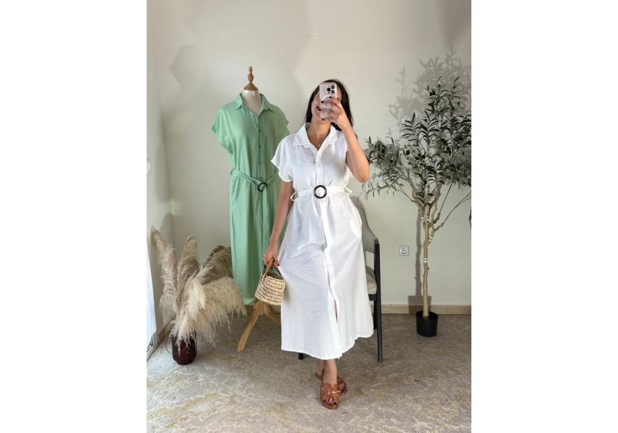 Robe chemise blanc - casual, décontracté, estival