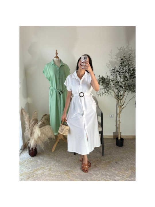 Robe chemise blanc - casual, décontracté, estival