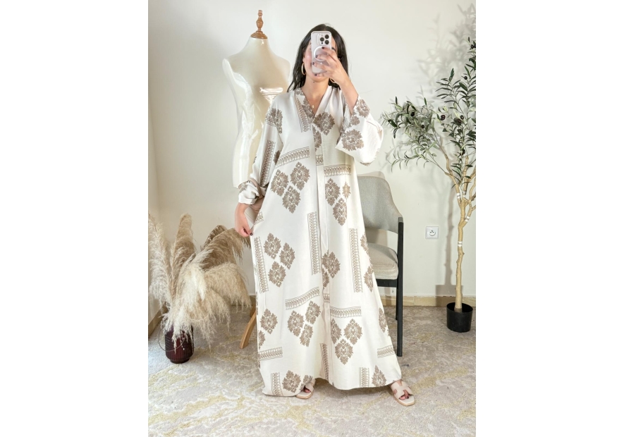 Abaya Blanc cassé - Élégant et traditionnel | AK Fashion Shop