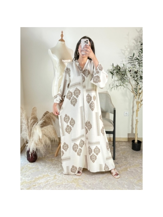 Abaya Blanc cassé - Élégant et traditionnel | AK Fashion Shop