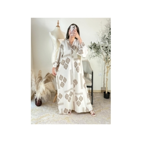 Abaya Blanc cassé - Élégant et traditionnel | AK Fashion Shop
