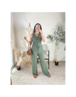 Ensemble pantalon et top vert sauge - casual chic