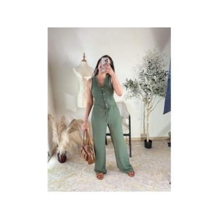 Ensemble pantalon et top vert - décontracté | AK Fashion Shop