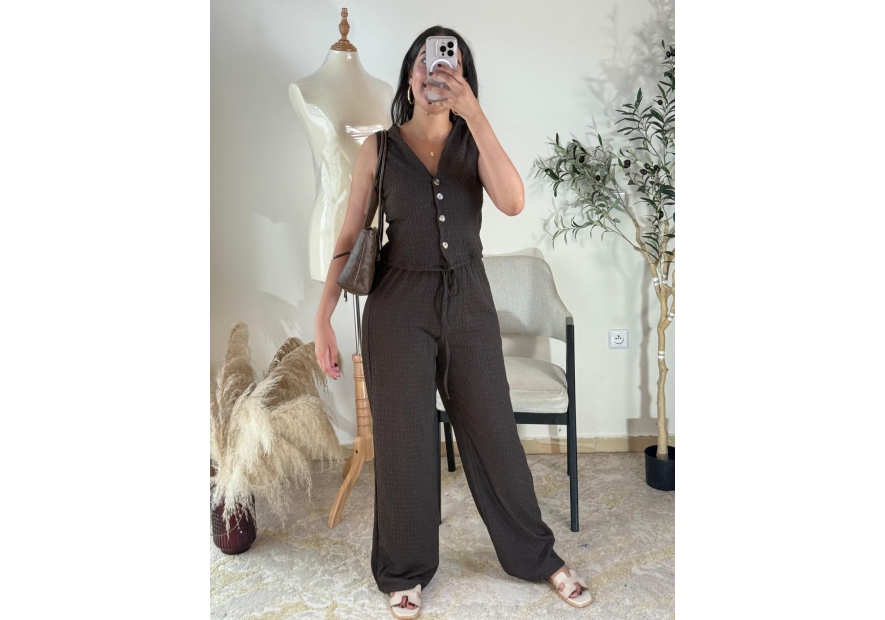 Ensemble (top et pantalon) Marron foncé - Décontracté chic