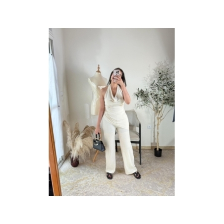 Ensemble top et pantalon Écru - Élégant, chic, décontracté-chic