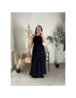 ensemble top et jupe longue noir - décontracté | AK Fashion Shop