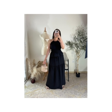 ensemble top et jupe longue noir - décontracté | AK Fashion Shop