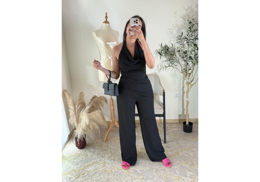 combi-pantalon noir - chic, élégant, décontracté chic