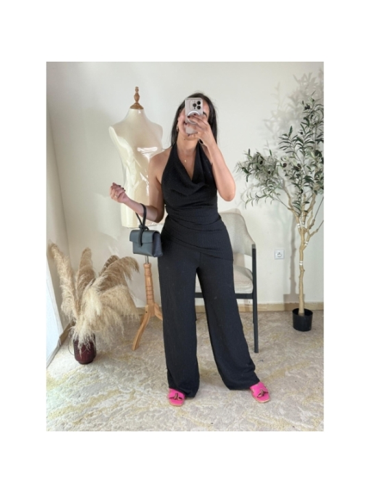 combi-pantalon noir - chic, élégant, décontracté chic