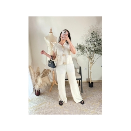 ensemble coordonné blanc cassé - chic | AK Fashion Shop