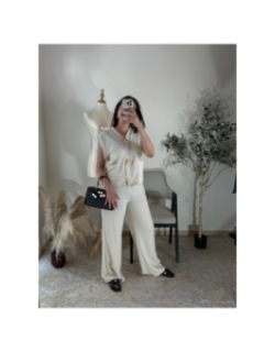 ensemble (top et pantalon) écru - casual chic | AK Fashion Shop