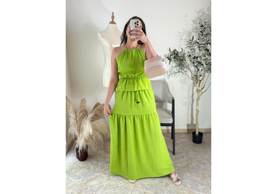 robe vert anis - décontracté, bohème, estival | AK Fashion Shop