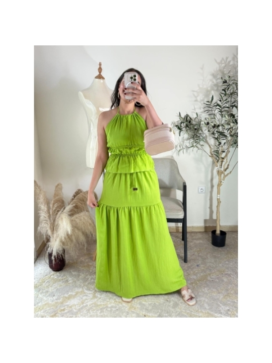 robe vert anis - décontracté, bohème, estival | AK Fashion Shop