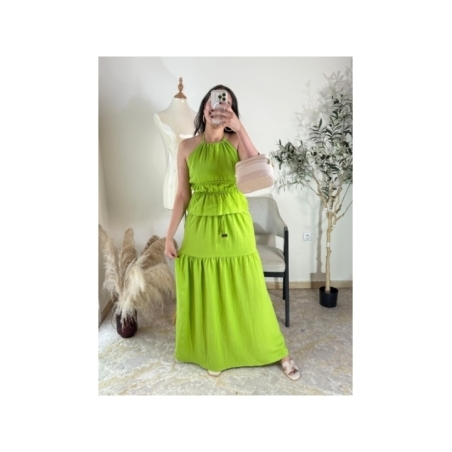 robe vert anis - décontracté, bohème, estival | AK Fashion Shop