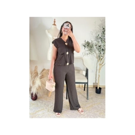 Ensemble (haut et pantalon) Marron foncé - Casual chic