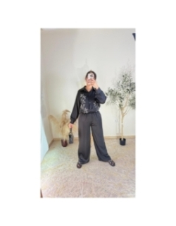 ensemble (chemise et pantalon) noir - élégant, décontracté, chic