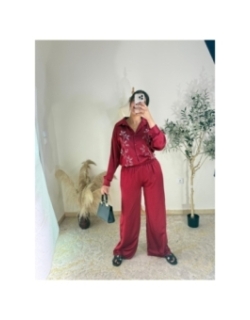 ensemble chemise et pantalon bordeaux - élégant, chic, décontr...