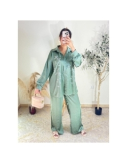 Ensemble chemise et pantalon Vert sauge - Décontracté chic