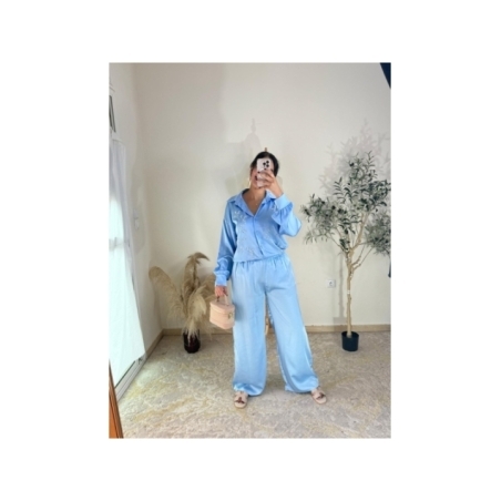 ensemble pantalon et chemise bleu clair - chic décontracté
